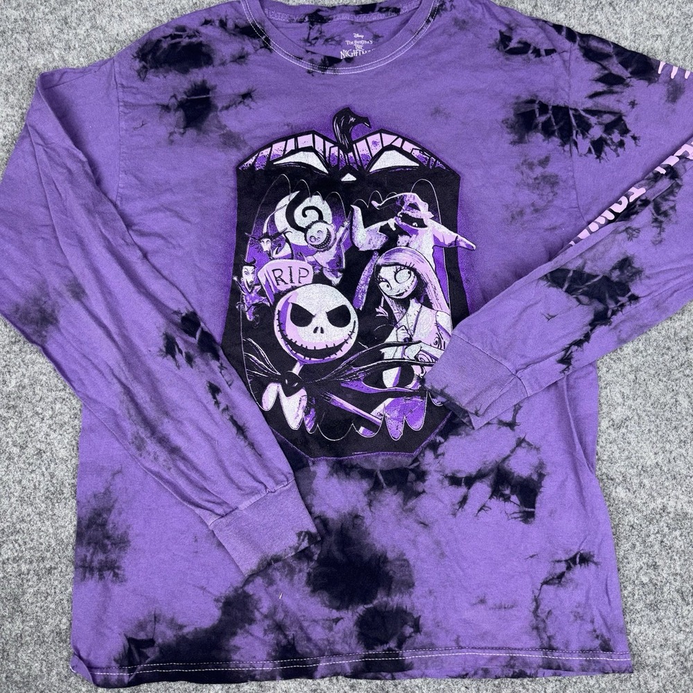 Tim Burtons The Nightmare Before Christmas Shirt Women's Small Purple Halloween